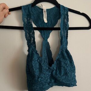 Free People Lace Bralette in Deep Teal